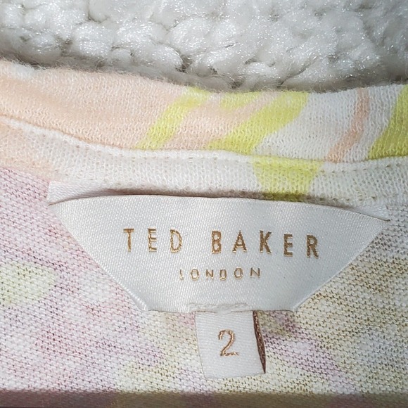 Ted Baker‎ Womens Linen Blend Top Size 2 (US Small) Pastel Floral Lightweight - Picture 3 of 10